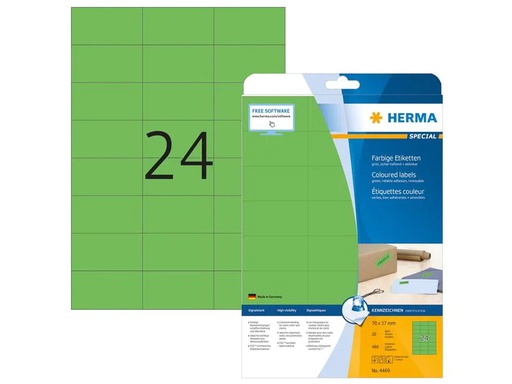 [90261270 1456973] HERMA Universal-Etiketten 70 x 37 mm, 20 Blatt