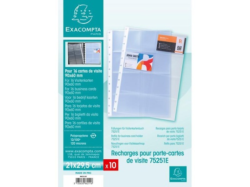 [90261817 1466683] Exacompta Sichthülle A4, für Visitenkarten 10 Stück, Transparent