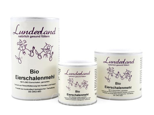 [90261822 1451696] Lunderland Hunde-Nahrungsergänzung Bio-Eierschalenmehl, 400 g