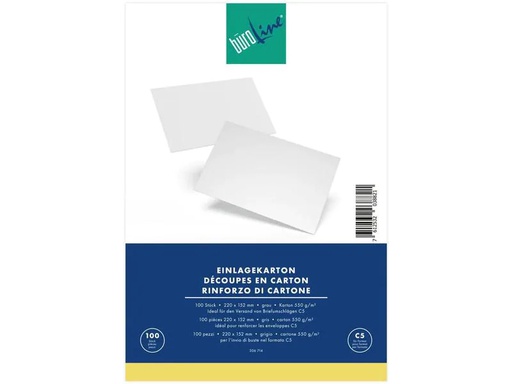 [90262082 1456629] Büroline Einlagekarton C5 550g, 100 Stück, Grau