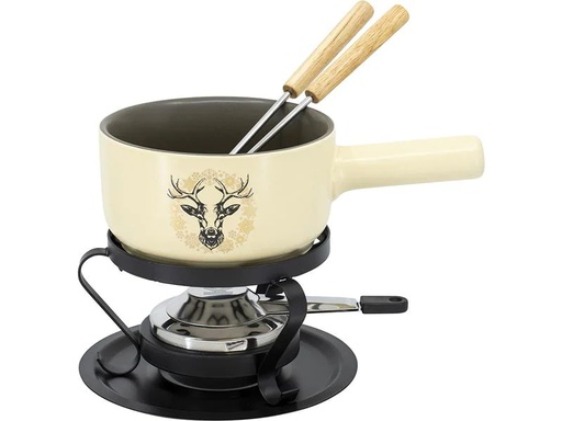[90262360 1433233] Kadastar Käsefondue-Set Deer E16 5 Teile, Beige/Schwarz