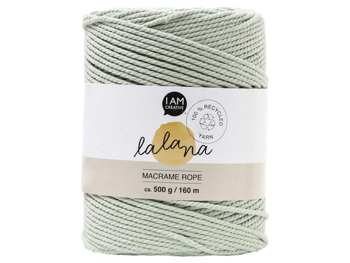 [90262571 1462728] lalana Wolle Macrame rope 2 mm, 500 g, Graugrün