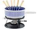 Kadastar Käsefondue-Set Kacheln 9 Teile, Blau/Weiss