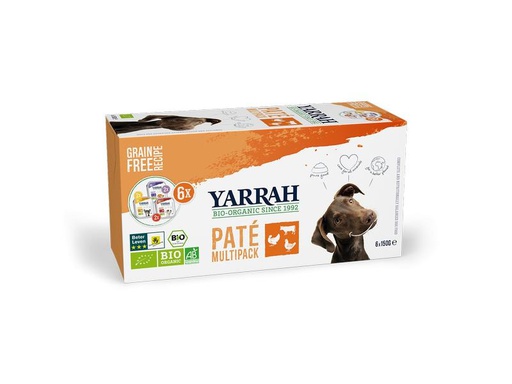 [90262599 1455732] Yarrah Nassfutter Dog NF Multipack Pastete, 6 x 150 g, 3 Sorten