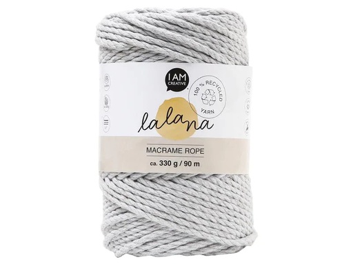 [90262696 1462729] lalana Wolle Makramee Rope 3 mm, 330 g, Hellgrau