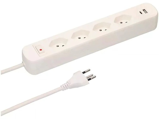 [90262930 1454134] Max Hauri Steckdosenleiste Basic-Line 4x T13, USB A+C, Schalter, Ws