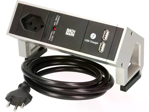 [90262965 1454127] Bachmann Tischsteckdosenleiste DESK 2 1x T13 1x USB A Doppelladegerät