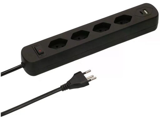 [90262974 1454135] Max Hauri Steckdosenleiste Basic-Line 4x T13, USB A+C, Schalter, Schw