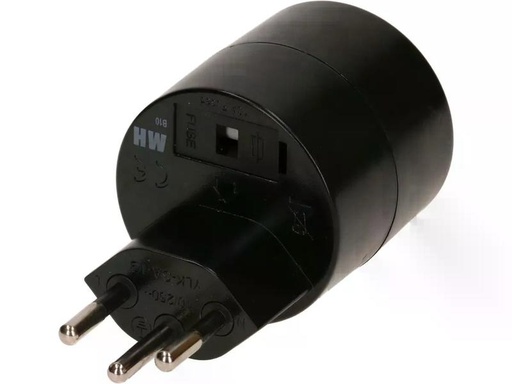[90262983 1454118] Max Hauri Reiseadapter Schuko – T12, Schwarz