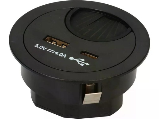 [90263109 1454114] Max Hauri USB-Ladesteckdose USB A+C mit Kabeldurchführung, Schwarz