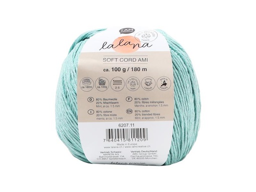[90263150 1462748] lalana Wolle Soft Cord Ami 100 g, Mint