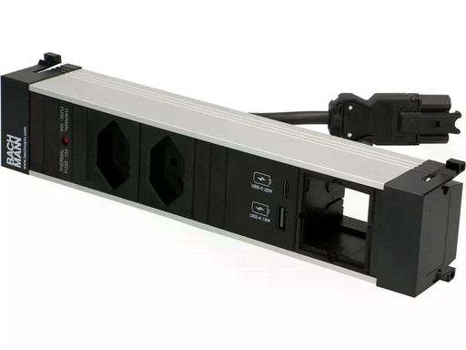 [90263156 1454128] Bachmann Einbausteckerleiste POWER FRAME 2x T13, 1x USB A/C, 1x Leer