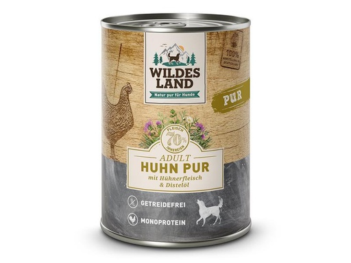 [90263298 1457816] Wildes Land Nassfutter Dog Adult Huhn PUR mit Distelöl, 400 g