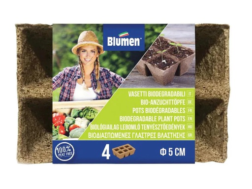 [90045549 1036080] Blumen Aufzuchttöpfe Bio 5 cm quadratisch, 24 Stück
