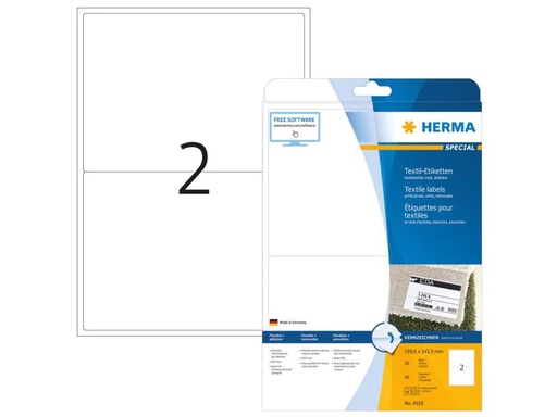 [90045561 1060215] HERMA Namensetiketten 4519 199.6 x 143.5 mm, 40 Etiketten
