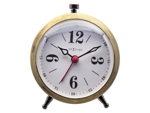 [90263755 1369916] NeXtime Klassischer Wecker Harvey Weiss/Gold