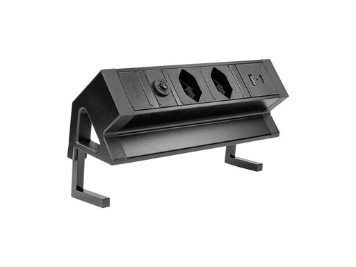 [90263860 1454190] STEFFEN Tischsteckdosenleiste ALU DESK 2x T13, USB-A+C, Schwarz