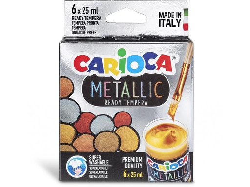 [90264276 1463520] Carioca Temperafarben Metallic 6 Stück, Mehrfarbig