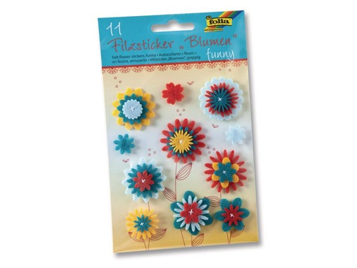[90045708 599731] Folia Motivsticker Blumen Funny Blau/Gelb/Rot  11 Stück