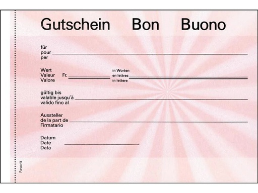 [90264953 1474866] Favorit Gutschein A6 quer 25 Blatt, Rot