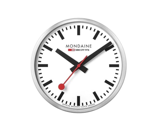 [90265168 1469271] Mondaine Wanduhr WIFI stop2go Ø 25 cm, Silber/Weiss