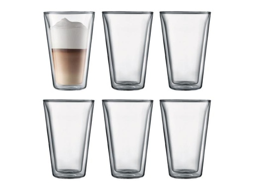 [90045851 472101] Bodum Thermobecher Canteen 400 ml, 6 Stück, Transparent