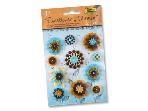 [90045852 599735] Folia Motivsticker Blumen Coffee Blau/Braun/Orange  11 Stück