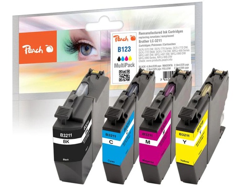 [90266629 1476238] Peach Tinte Brother LC-3211 Multi-Pack Black/Cyan/Magenta/Yellow