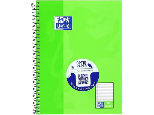 [90266653 1470732] Oxford Schulheft Collegeblock A5+, liniert, Hellgrün