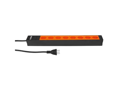 [90266757 1472797] STEFFEN 19 Steckdosenleiste Alu Modular 8x T23, Schwarz/Orange