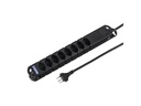 STEFFEN Steckdosenleiste Variabl 8x T13, 3 m, Schwarz