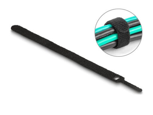 [90267119 1475598] Delock Klettkabelbinder Schwarz 200 mm x 12 mm, 10 Stück