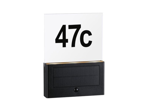 [90267193 1473944] Paulmann Wandleuchte Solar Hausnummer, Neda, 2200K, Anthrazit