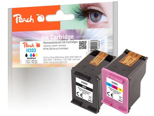[90267487 1476277] Peach Tinte HP No. 303 Multi-Pack 3YM92A 1x BK, 1x CMY