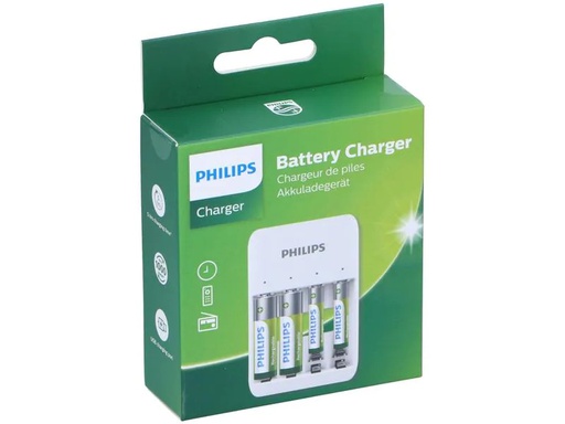 [90267508 1476090] Philips Ladegerät für AA-/AAA-Batterien inkl. 2xAA/2xAAA Batterien