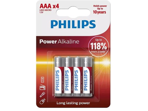 [90267527 1476068] Philips Batterie Power Alkaline AAA 4 Stück