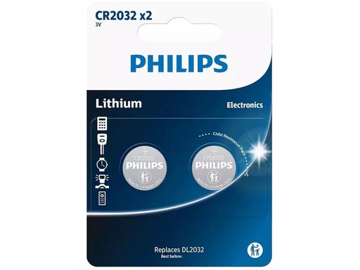 [90267528 1476083] Philips Knopfzelle Lithium CR2032 2 Stück
