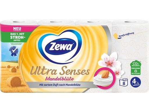 [90267670 1440117] Zewa Toilettenpapier Ultra Senses Mandelmilch 8 Rollen