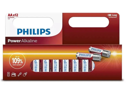 [90267671 1476072] Philips Batterie Power Alkaline AA 12 Stück