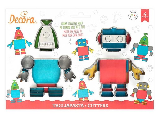 [90267708 1478531] Decora Guetzli-Ausstecher-Set 4 Stück, Roboter