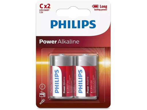 [90267709 1476077] Philips Batterie Power Alkaline C / LR14 2 Stück