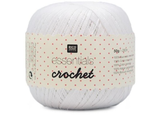 [90268268 1482366] Rico Design Häkel- und Strickgarn Essentials Crochet 50 g, Weiss