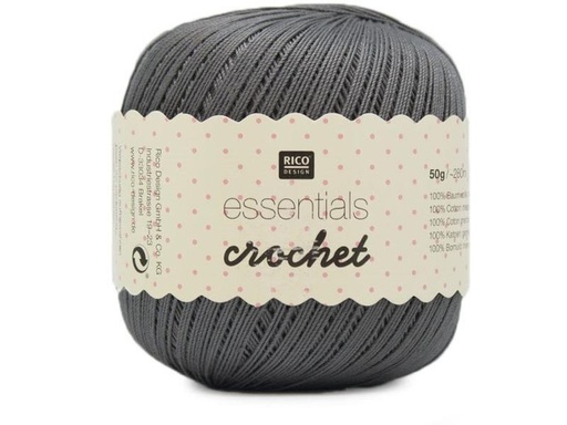 [90268431 1482374] Rico Design Häkel- und Strickgarn Essentials Crochet 50 g, Grau