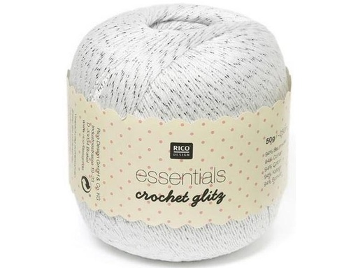 [90268437 1482381] Rico Design Häkel- und Strickgarn Crochet Glitzer, 50 g, Weiss
