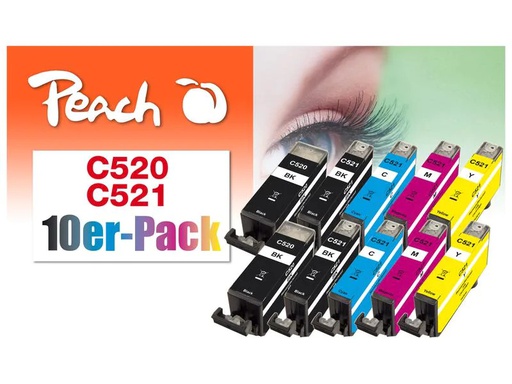 [90268453 1476250] Peach Tinte Canon PGI-520/CLI-521 Multi-10-Pack C, M, Y, BK