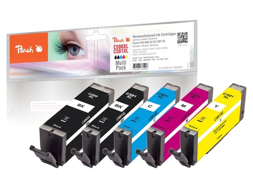 [90269203 1476260] Peach Tintenset Canon PGI-580XL / CLI-581XL BK, PBK, C, M, Y