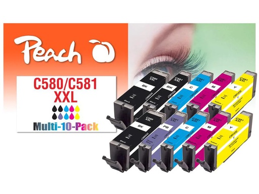 [90269212 1476262] Peach Tintenset Canon PGI-580XL / CLI-581XL 2x C/M/Y/BK, 1x PBK/PB
