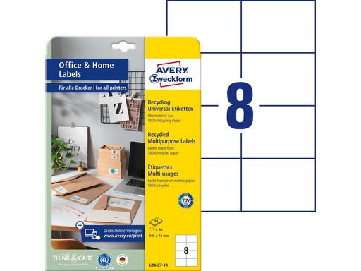[90269521 1483509] Avery Zweckform Universal-Etiketten LR3427 105 x 74 mm, 10 Blatt