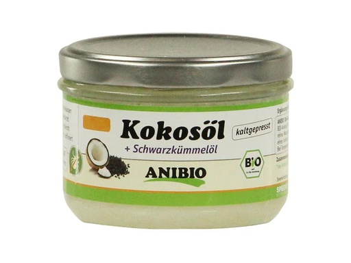 [90269539 1479812] Anibio Hunde-Nahrungsergänzung Kokosöl + Schwarzkümmelöl, 200 ml
