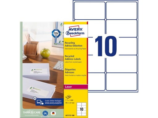 [90269566 1483531] Avery Zweckform Adressetiketten 99.1 x 57 mm, 100 Blatt